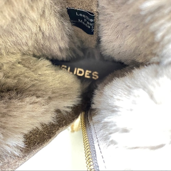 J/Slides Henley Faux Fur Lined Booties Nubuck Leather - Picture 11 of 12